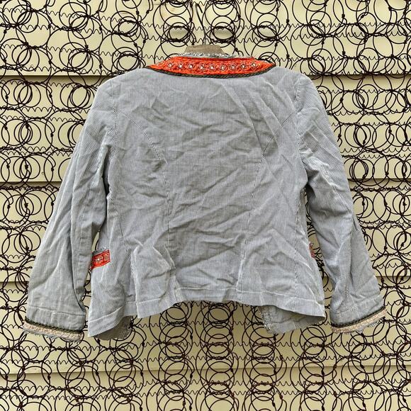 Free People boho stripe beaded oriental inspired jacket - Picture 3 of 10